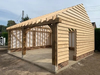 £5088 • Buy 2 Bay Oak Framed Garage Kit - Full Height 4m Ridge - 6x6m Oak Fronted Gable End