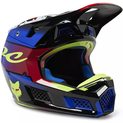 NEW Fox V3 RS Dkay Blue/Red Motocross Dirt Bike Helmet • $499