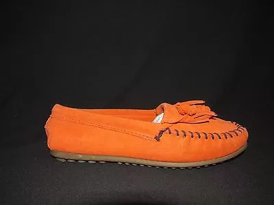 Minnetonka Orange Suede Kilty Moc  Moccasin Hardsole  Women's US 6 • $28.99