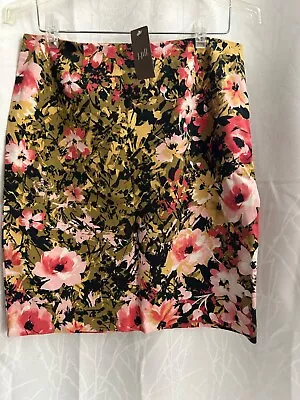 New W/tags J Jill Floral Skirt Womens Size 10 Pencil Stretch Side Zipper • $29.99