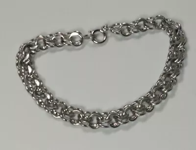 Vintage Sterling Silver Double Chain Link Charm Bracelet Starter 8” 14 Grams • $39.99