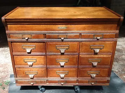 Antique Oak 13 Drawer Yawman & Erbe Stackable Sectional File Cabinet 33  X 24  • $845