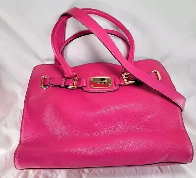 Michael Kors MK Hamilton Tote Satchel Handbag In Hot Barbie  Pink  Gold Chain  • $65