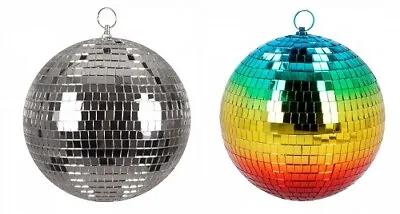 Silver Rainbow Disco Ball Glitter 70s Fancy Dress Room Retro Decoration 20cm • £29.99