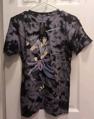 Naruto Sasuke Uchiha Acid Wash XS Tie Dye T-Shirt Purple Short Sleeve Anime Viz • $15
