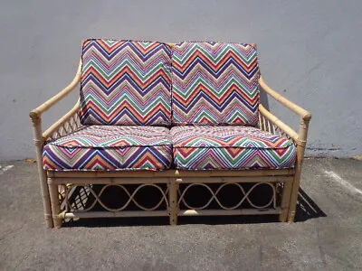 Rattan Sofa Couch Loveseat Seating Bohemian Boho Chic Peacock Coastal Cottage • $1099