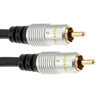 £9.85 • Buy 10m Black Single RCA Phono SUBWOOFER Audio Video Cable Male To Male Speaker Lead