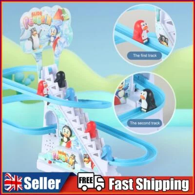 Racing Car Train Toy Climbing Stairs Toy Playful Roller Coaster Toy (Penguin) • £9.79