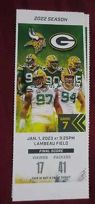 2022 Commemorative Green Bay Packers Ticket Vs. VIKINGS  LAMBEAU FIELD DEFENSE • $7.99