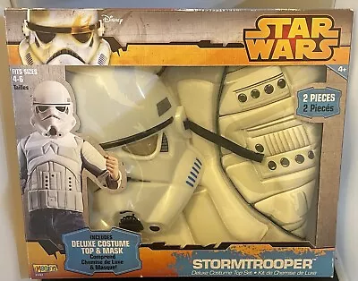 NWT Disney STAR WARS STORMTROOPER 2 Piece Deluxe Costume Set SIZE 4-6 Top & Mask • $39.99