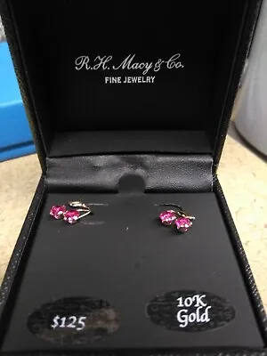 10K YG Lab Created Ruby Cherry Earrings Msrp $125 • $55.76