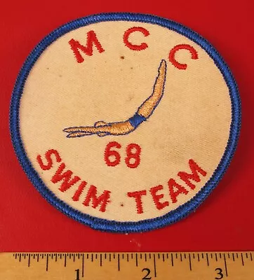 Vintage 1968 Embroidered Patch Souvenir Mcc Swim Team Mansfield Ct Connecticut ! • $45