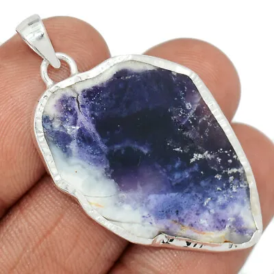 Natural Violet Flame Opal Slice - Mexico 925 Silver Pendant Jewelry CP33484 • $15.99