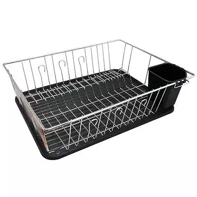 16 Inches Chrome Plated And Plastic Counter Top Drying Dish Rack In Black • $22