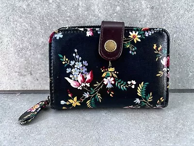 Fatface Women PVC Leather Cotton Fabric Floral Black Card Coin Wallet Purse R545 • £5