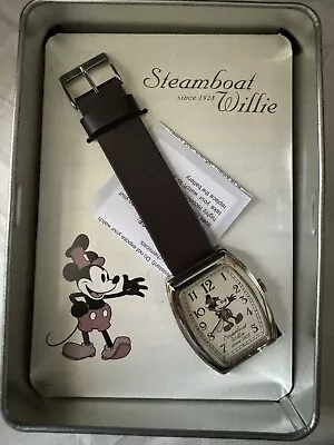 Disney Steamboat Willie Since 1928 Watch With Tin Vintage Collectible • $14.99