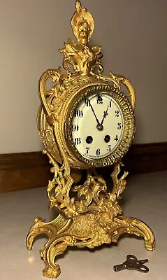 Gilbert Victorian Gilt Baroque French Look Mantel Table Shelf Desk Novelty Clock • $497.39