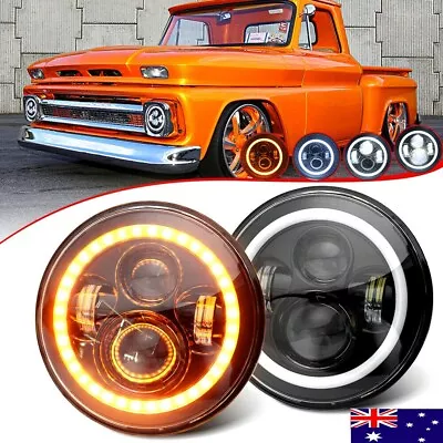 2x 7'' Round LED Headlights DRL Ring Hi/Lo Beam For Chevrolet C10 C20 G30 Truck • $85.99