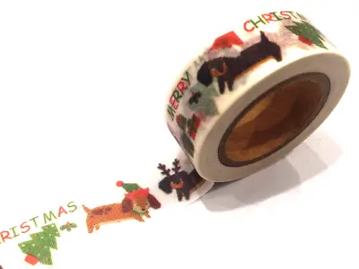 $6.40 • Buy 1PC Japanese Washi Tape -Christmas Sausage Dog Dachshund Puppy  15mm X 10m