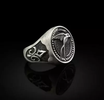 Flying Swallow Bird 925 Sterling Silver Oxidized Men's Biker Ring Gift • $104.30