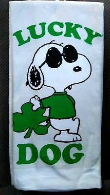Peanuts Joe Cool Snoopy LUCKY DOG Clover Kitchen Towel Irish St Patricks Day NEW • $18