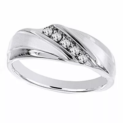 1/4 Ct Round Cut Natural Diamond Men's Wedding Band Ring In 10K White Gold • $749.24