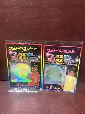 2 1984 MICHAEL JACKSON Lazer Blazer 3-D Holographic Sticker Colorforms • £14.47
