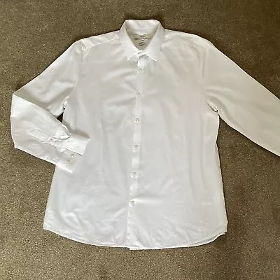 River Island London Men’s White Shirt Egyptian Cotton Long Sleeve Shirt Size XL • £9.99