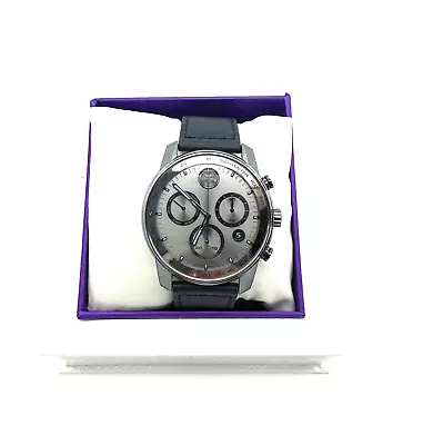 New Movado Bold Verso Chronograph Gray PVD Blue Leather Strap Mens Watch 3600909 • $795
