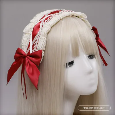 Japanese Lolita Maid Headdress Hair Band Cosplay Lace Rabbit Ear Hair Band • $14.89