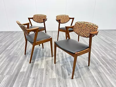 Model 42 Danish Mid Century Teak Dining Chairs By Kai Kristiansen Set Of 4 • £2349