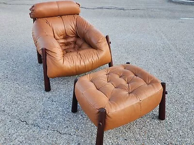 Percival Lafer MP-81 Lounge Chair Ottoman Mid Century Brazil Leather Jacoba Wood • $5495