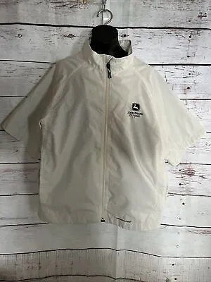 John Deere Classic SUN MOUNTAIN Women's White Golf Zipper Jacket Sz LARGE EUC • $21.70