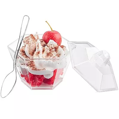 50 Pack 3.3oz Mini Dessert Cups With Lids Plastic Tasting Cups With Spoons P... • $27.44