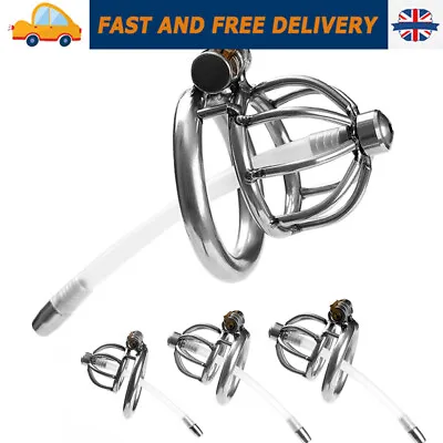 Stainless Steel Small Male Tube Chastity Cage Device Urethral Lock Ring Trumpet • £18.82
