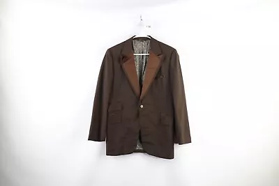 Vintage 50s 60s Rockabilly Mens 40R Wool Prom Tuxedo Smoking Jacket Brown USA • $104.96