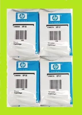 $26 • Buy 4 NEW Genuine HP 56 & 57 Inkjet Cartridges SEALED IN HP FOIL BAGS  (2 Of Each)