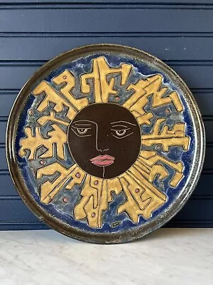 Sun Moon Stoneware Serving Plate Platter Vintage Mara Decor Face 12  Diameter • $35