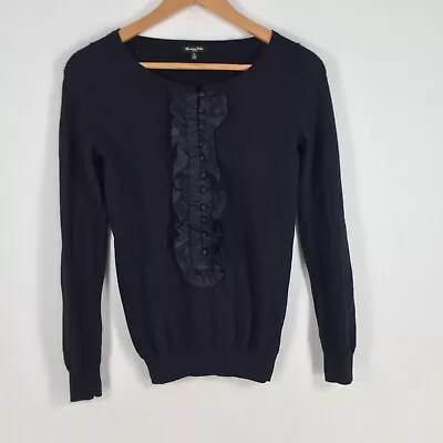 $17.95 • Buy Massimo Dutti Womens Knit Top Size S Black Long Sleeve Round Neck Wool 021054