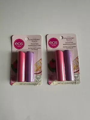 EOS X2 Super Soft Shea Lip Balm 2 Pack Strawberry Peach/Toasted Marshmallow • $9.99