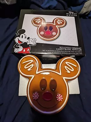 Gingerbread Mickey Mouse Sculpted Candy Bowl With Lid • $35