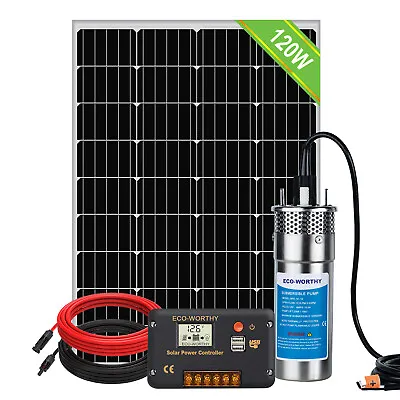 £224.99 • Buy 【10% OFF】12V Deep Well Submersible Water Pump System 120W Solar Panel Kit & Pump