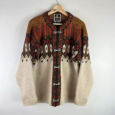 NESJAR Wool Cardigan Sweater Mens XL Metal Clasps Fair Isle Norway Vintage • $56.99