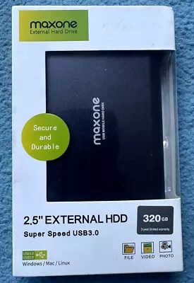 Maxone 2.5 Portable External Hard Drive 320GB-USB 3.0 Ultra Slim Aluminum HDD B • £24.80