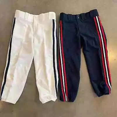 Mizuno Athletic Softball Belted Pants Navy Blue Tri Stripe White New Women Small • $45