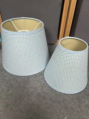 Laura Ashley Lampshades X2 Blue & White Gingham Check Ceiling & Table • £22.99