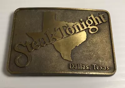 Vintage Steak Tonight Dallas Texas Belt Buckle • $14.99