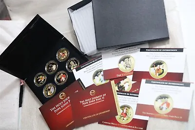 🧭 🇻🇦 Vatican Pope John Paul Ii - 6 Coloured Medals 2014 Box + Coa B67 #358 • $93.43