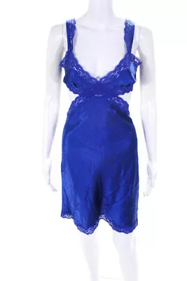 Stella McCartney Womens Lace Lingerie Open Back Short Slip Dress Blue Size M • $170.81