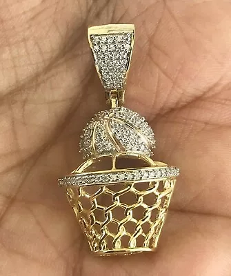 10K Yellow Gold Plated 1.45 Ct Round Diamond Basketball Mens Pendant Lab Created • $220.99